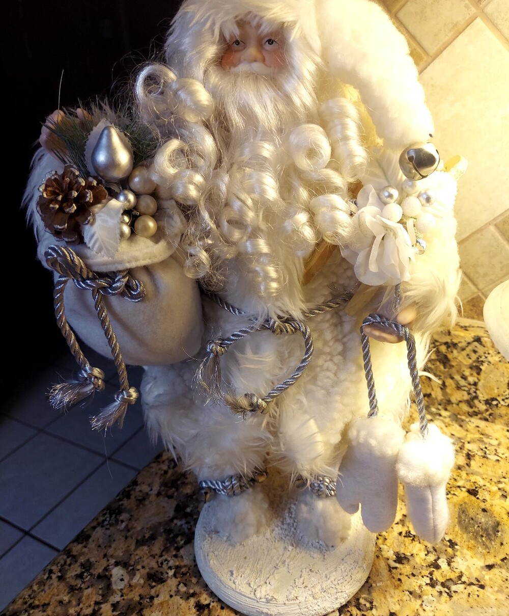 Standing White And Silver Santa.